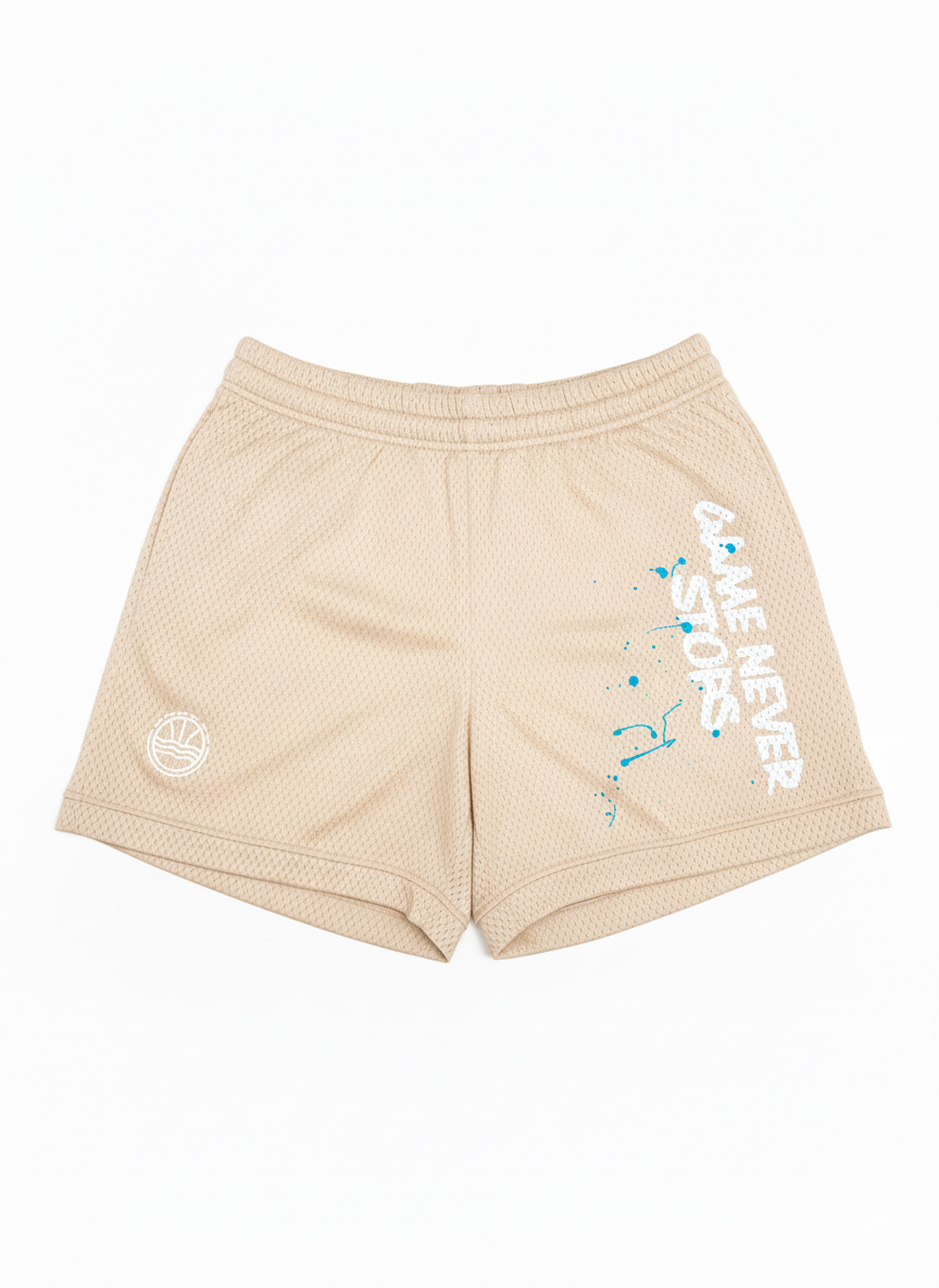Game Never Stops Shorts Beige