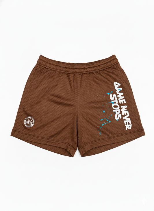 Game Never Stops Shorts Brown